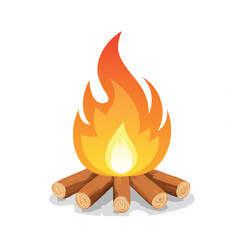 Campfire Vector Illustration – Cozy Outdoor Bonfire Design