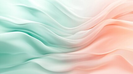 Fototapeta premium Abstract Pastel Waves: A Serene Composition of Peach and Mint