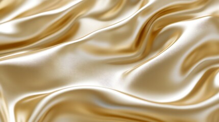Fototapeta premium Golden Silk Fabric Draped in Soft Waves