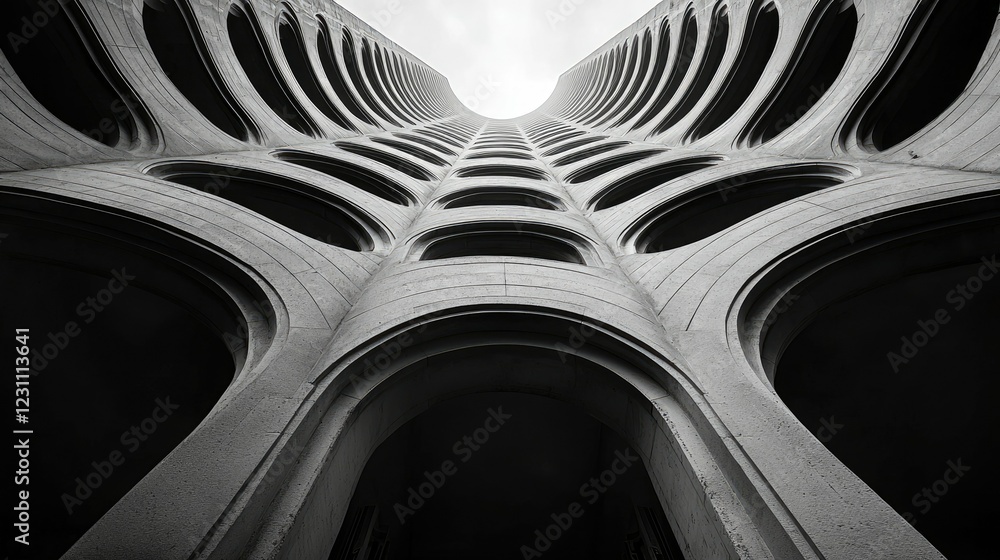 Poster abstract concrete structure with arched openings