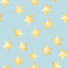 Bright Yellow Stars on Light Blue Background for Whimsical Design