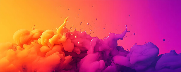Vibrant Orange Purple Ink Abstract Illustration