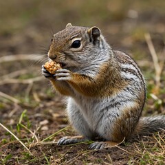 Fototapeta premium Snack Time Serenity: A Northern Idaho Ground Squirrel at Work