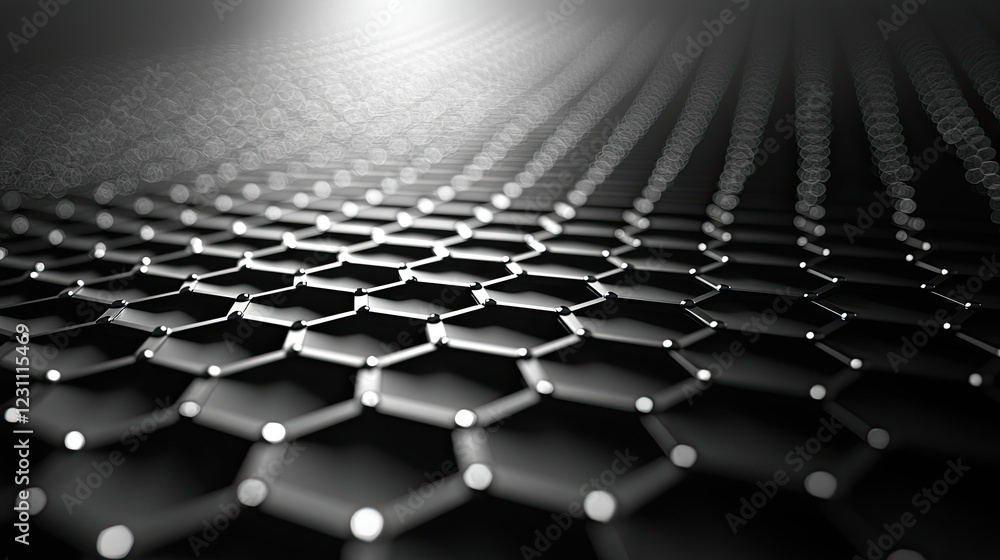 Poster abstract hexagonal carbon lattice structure illustration