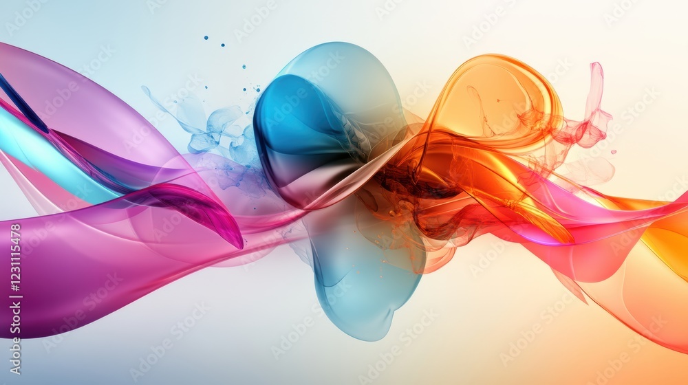 Poster abstract colorful smoke background with flowing patterns in various hues and tones for creative desi