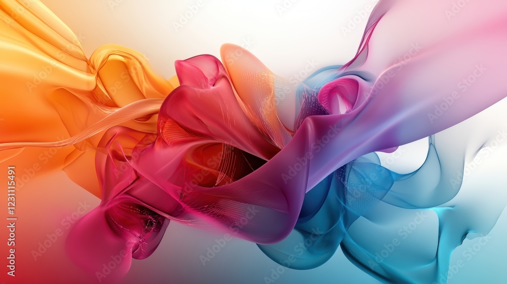 Poster abstract colorful background with flowing ribbons and vibrant waves in a dynamic composition