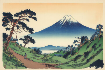 浮世絵（Ukiyoe）／富士山が見える風景