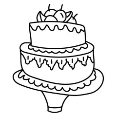 Wedding cake. vector doodle outline illustration