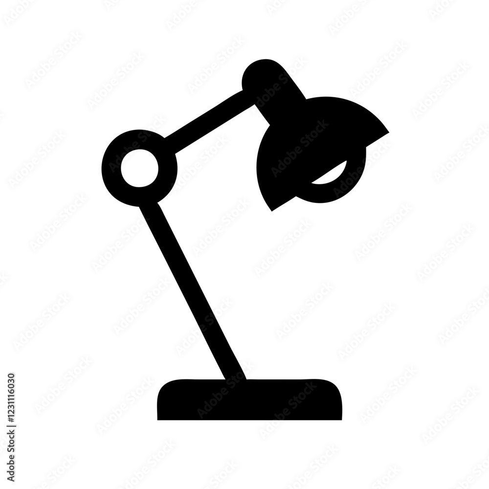 Poster Desk Lamp Vector Icon – Illumination & Workspace Symbol