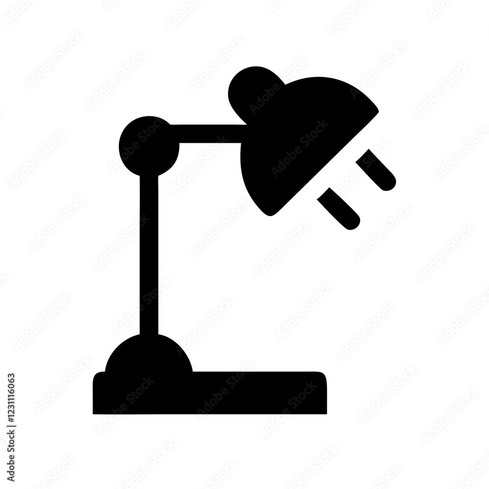 Poster Desk Lamp Vector Icon – Illumination & Workspace Symbol