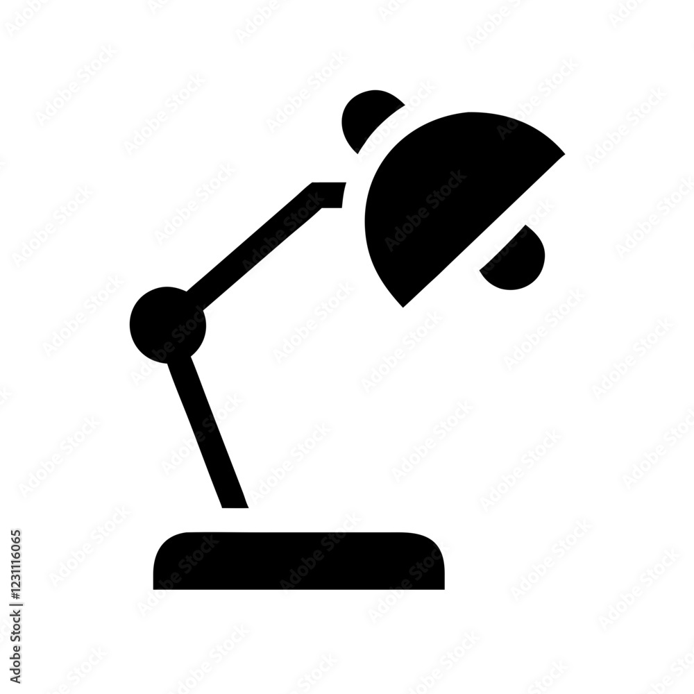 Poster Desk Lamp Vector Icon – Illumination & Workspace Symbol