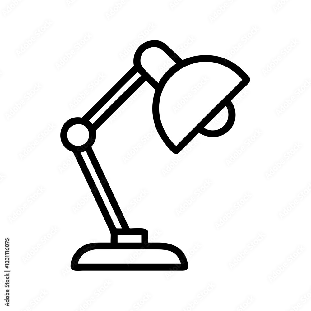 Poster Desk Lamp Vector Icon – Illumination & Workspace Symbol