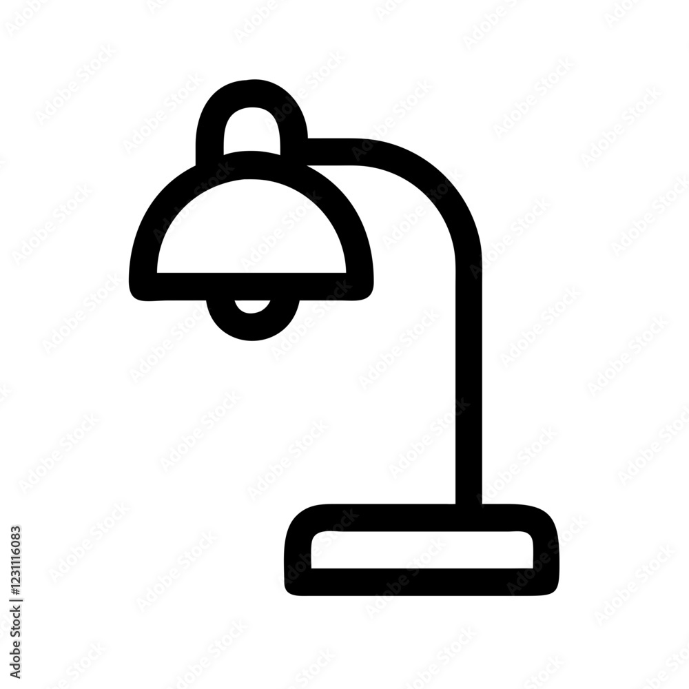 Poster Desk Lamp Vector Icon – Illumination & Workspace Symbol