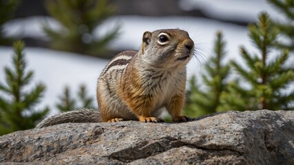 Obraz premium Inquisitive Squirrel Family Gazing from Their Warm Nest in Northern Idaho
