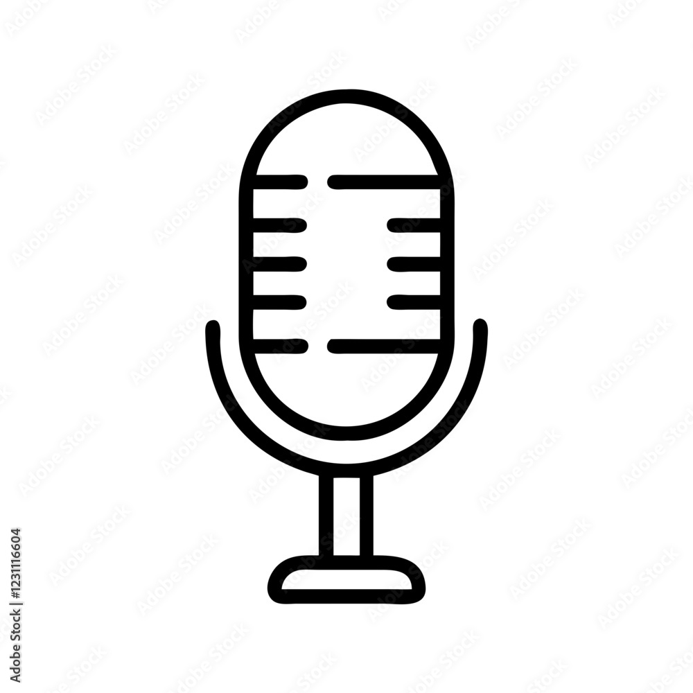 Poster microphone vector icon – audio & sound recording symbol