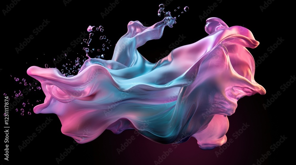 Aufkleber colorful liquid splash creating dynamic patterns on a dark background in high resolution