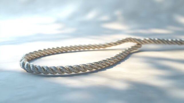 White rope loop on light background, shadows, nautical theme, website design