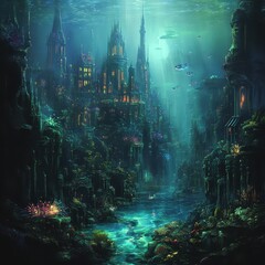 An Underwater Gothic City Amidst Coral Reefs