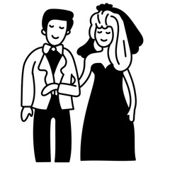 Couple wedding. vector doodle illustration
