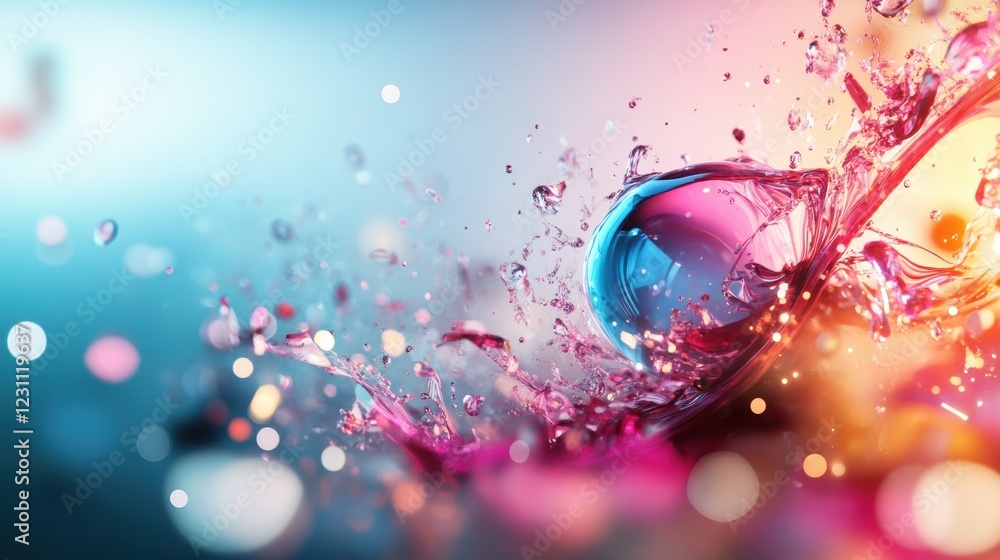 Poster abstract background featuring water drops and colorful light patterns in a blurred design
