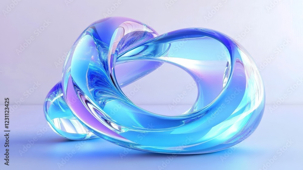 Poster elegant glass shapes with dynamic twists and curves.