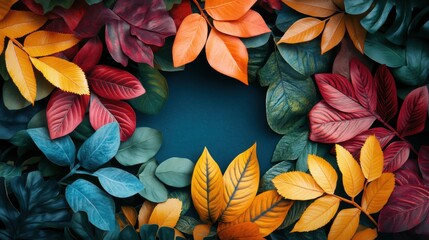 Autumn leaves arrangement nature background colorful close-up seasonal beauty