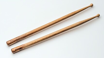 Drum sticks on white background top view