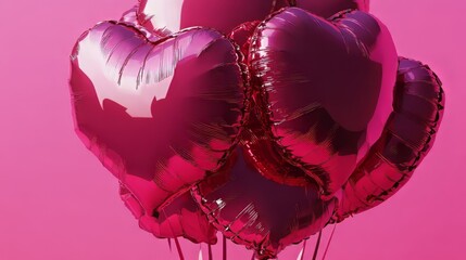 A cluster of heart-shaped balloons