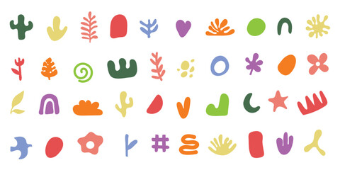 Set of nature organic shapes, Abstract handrawn doodle, vector design