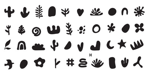 Set of nature organic shapes, Abstract handrawn doodle, vector design