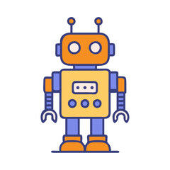 Retro wooden robot toy illustration