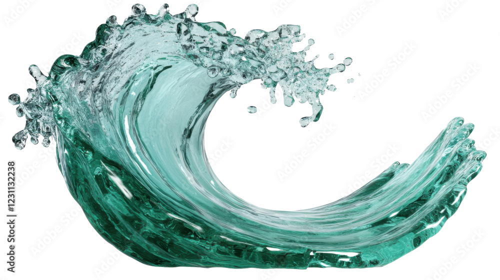 Poster transparent wave splashing and forming a circle with drops