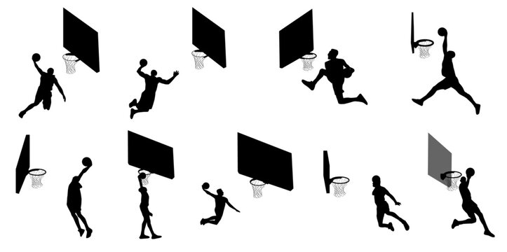 Basketball slam dunk silhouette