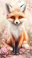Fototapeta premium cute whimsical fox ideal for valentine's day card