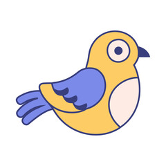 Vintage wooden bird toy illustration