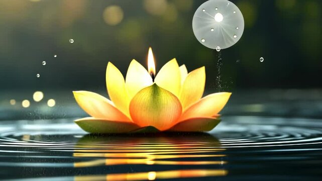 happy ugadi.  text lettering on lotus background. Indian new year. Video animation greeting card.