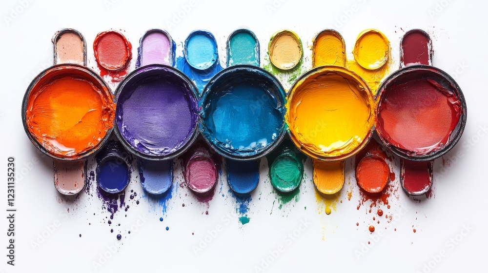Poster harmonious composition of circular color palettes creates visual serenity and order