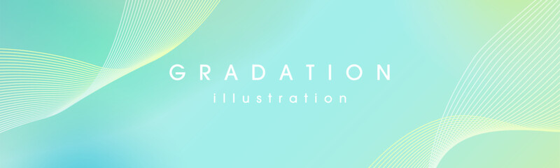 曲線とグラデーションの背景_エメラルドグリーン