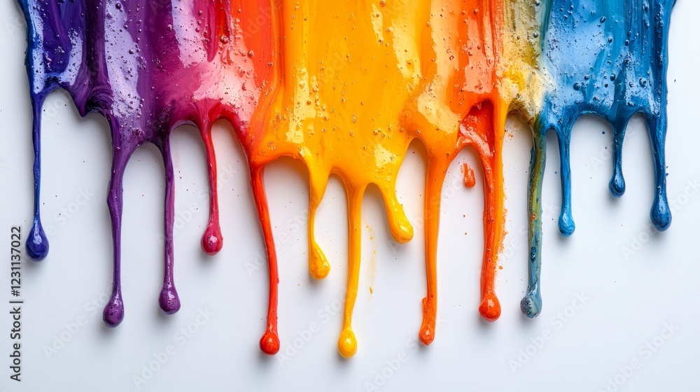 Poster vibrant paint drips adorn the vertical canvas in a cascade of colorful expression