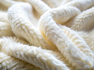 Soft White Plush Fabric Texture Background - Warm Cozy Material Pattern