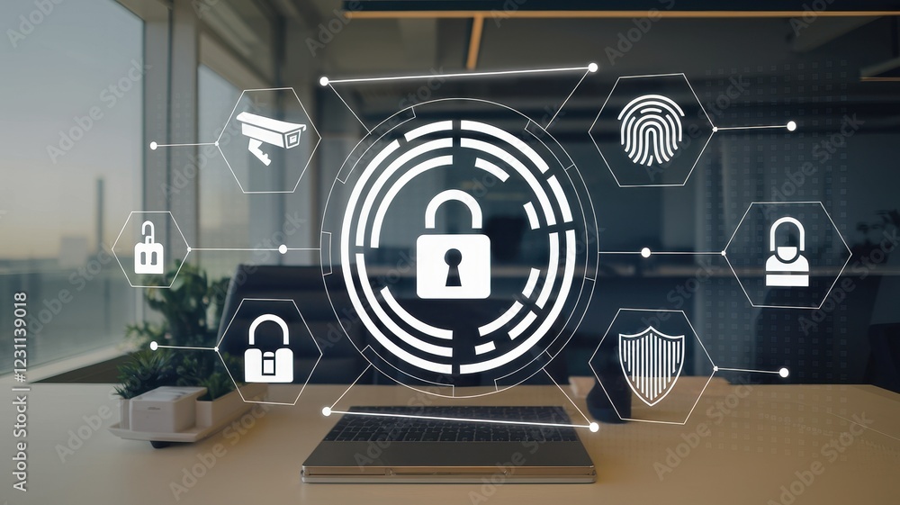 Poster cybersecurity system protection: digital privacy and data security