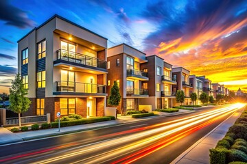 Obraz premium Sunny New Housing Development - Long Exposure Photography
