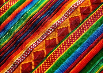 Vibrant Mexican Textile Seamless Pattern Background - Rich Colors & Detailed Weave