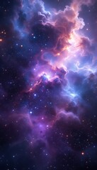 Fototapeta premium Vibrant Nebula With Stellar Clouds And Twinkling Stars Illuminating The Cosmic Scene