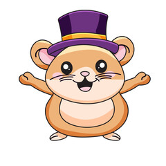 cute hamster cartoon kawaii sticker. character vector illustration