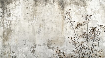 Obraz premium Textured Grunge Wall with Dried Branches and Subtle Color Variations