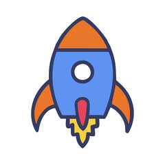Classic cartoon rocket launch illustration
