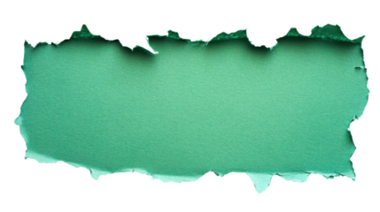 Torn green paper piece revealing transparent background