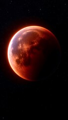 Fototapeta premium Vibrant Red Celestial Body Illuminated by Radiant Light in a Starry Night Sky