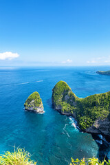 Rock formation T-Rex, Kelingking Beach, Island Nusa Penida, Indonesia, Southeast Asia.